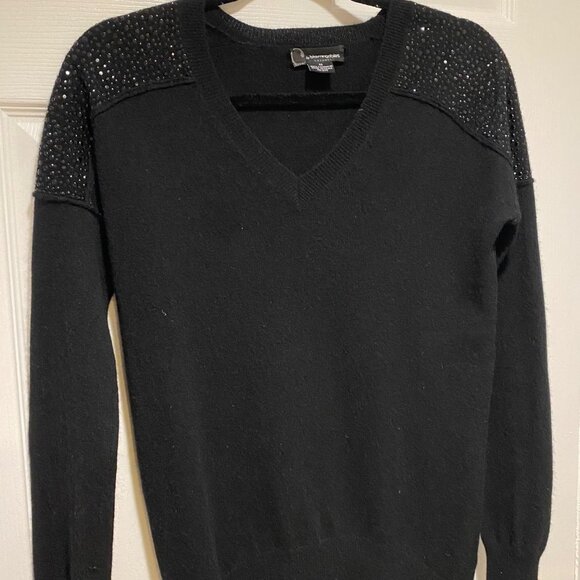 C by Bloomingdales Women's Black V-neck Long Sleeve Cashmere Sweater Size XS - Picture 1 of 5